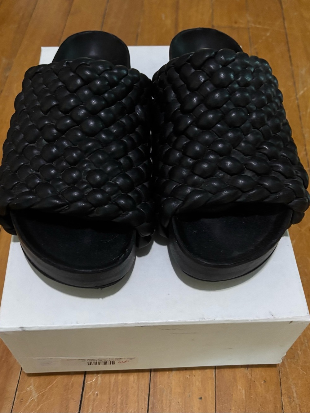 Simon Miller Vegan Leather Woven Slides Sz 38 Black